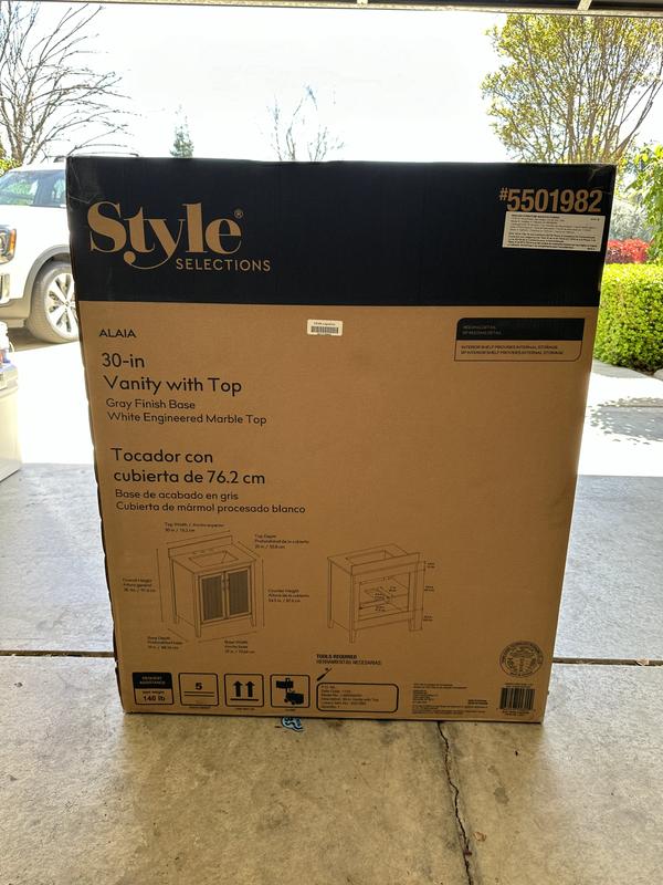 Style Selections Alaia 30-in Muse Gray Undermount Single Sink Bathroom Vanity with White Engineered Stone Top Style Selections Alaia 30-in Muse Gray Undermount Single Sink Bathroom Vanity with White Engineered Stone Top