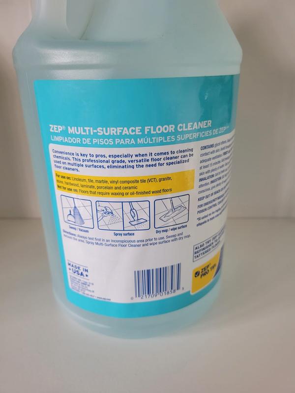 Zep Industrial Multi-Surface Floor Cleaner - 1 Gallon, (Case of 4) ZUMSF128 - All-Purpose Floor Cleaner (Spray Mop Refill)