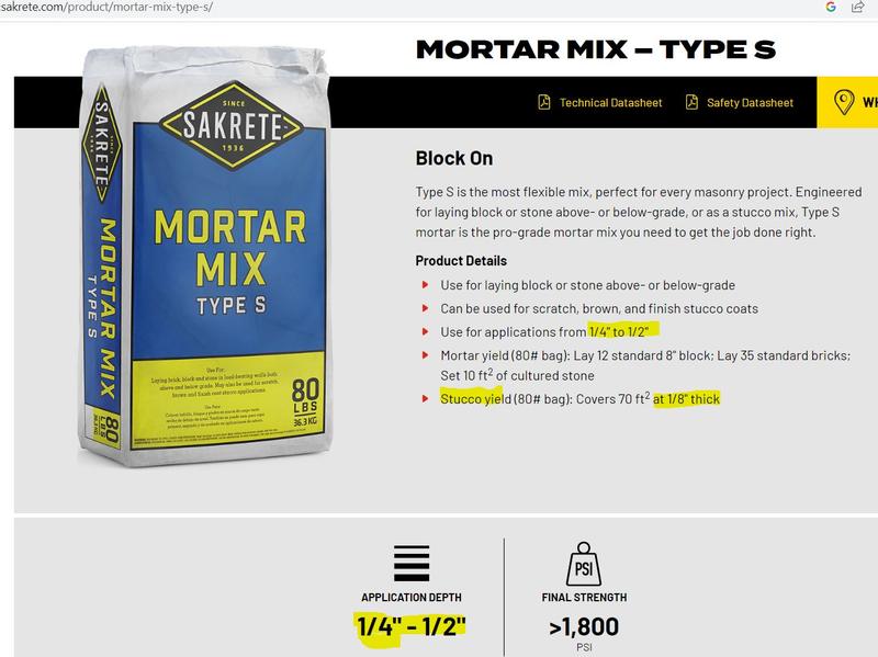 80 Sakrete Premix Type S Mortar Schillings