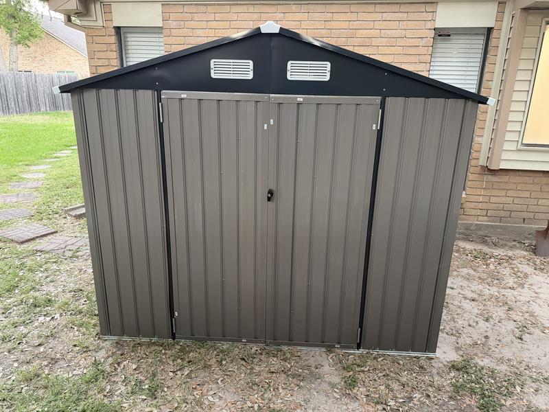 Sunmthink 10x8 FT Heavy Duty Galvanized Steel Outdoor Storage Shed