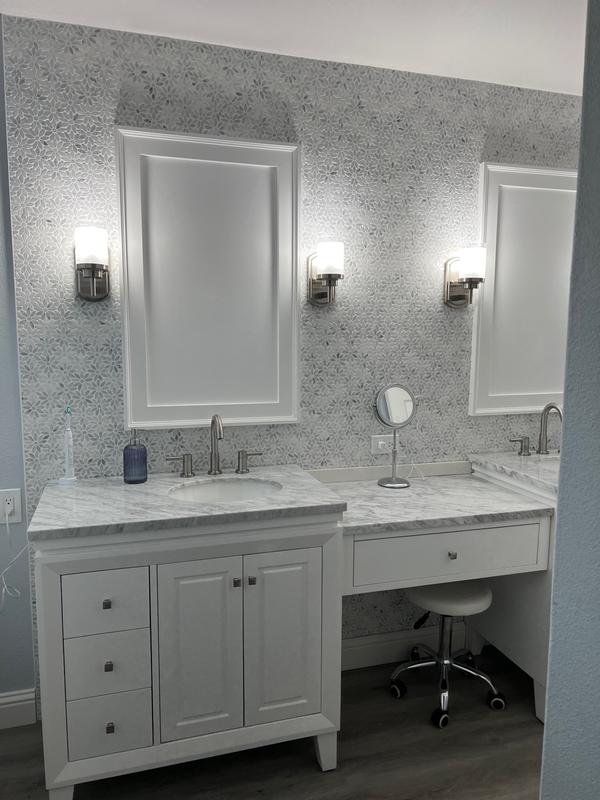 Silkroad Exclusive V0320WW67L Bathroom Vanity Carrara White Marble Top Single Sink Cabinet 67