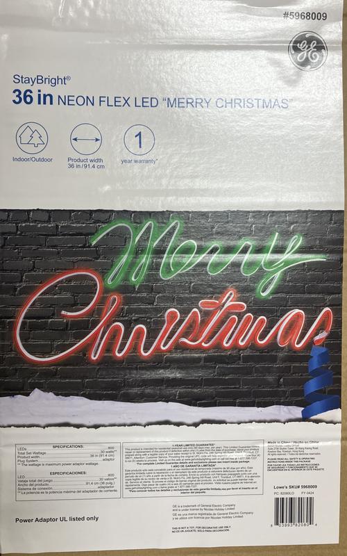GE 3-ft Wide Staybright LED Neon Flex Merry Christmas Sign GE 3-ft Wide Staybright LED Neon Flex Merry Christmas Sign