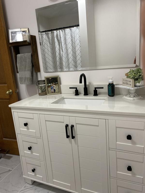 allen + roth Rigsby 32-in x 32-in White Square Framed Bathroom