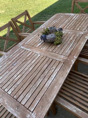 Walker Edison 7 -Piece Brown Patio Dining Set Extendable Table Wood ...
