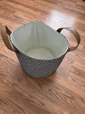 Allen + Roth Herringbone 7.13-in W x 5.5-in H x 10.69-in D Gray Fabric Bin | HD-141114