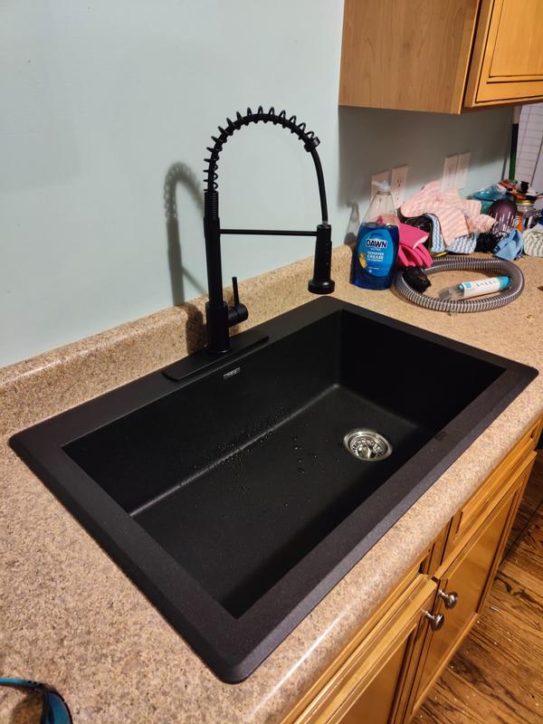 Kraus Forteza Dual-mount 33-in x 22-in Black Granite Single Bowl 1