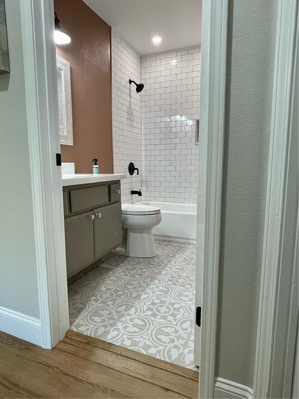 allen + roth Annabelle Gray 8-in x 8-in Glazed Porcelain Encaustic ...