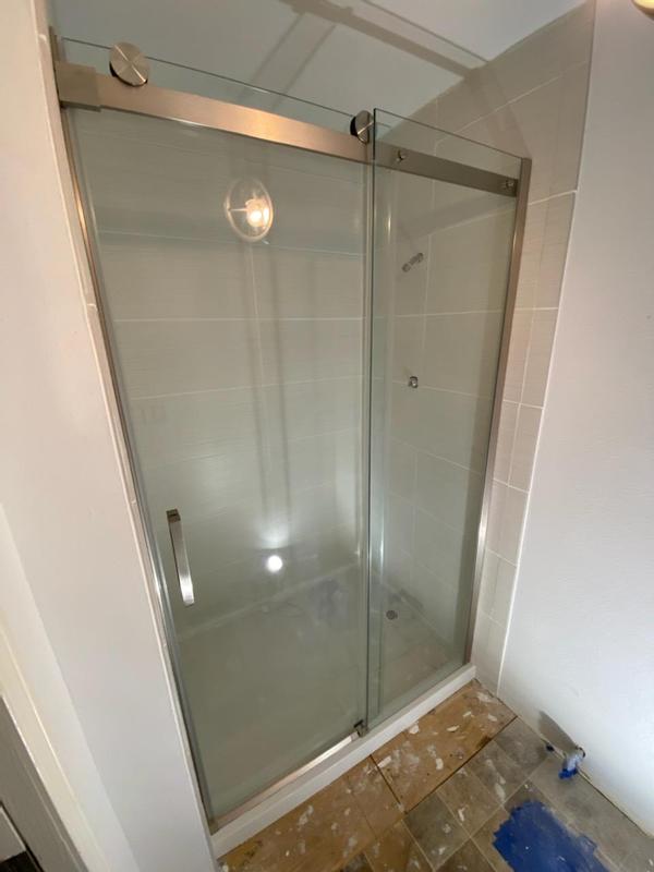 ANZZI 76 x 48 inch Frameless Shower Door in Brushed Gold, Madam Water  Repellent Glass Shower Door with Seal Strip, Easy Gilde Sliding Shower Door  Parts Rollers, SD-AZ13-01BG 