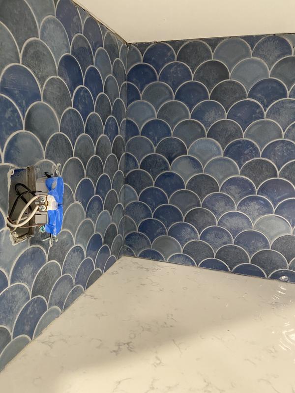 American Olean Emerald Waters Sea Blue 13-in x 14-in Glossy Ceramic Scale Patterned Wall Tile (0.6-sq. ft/ Piece)
