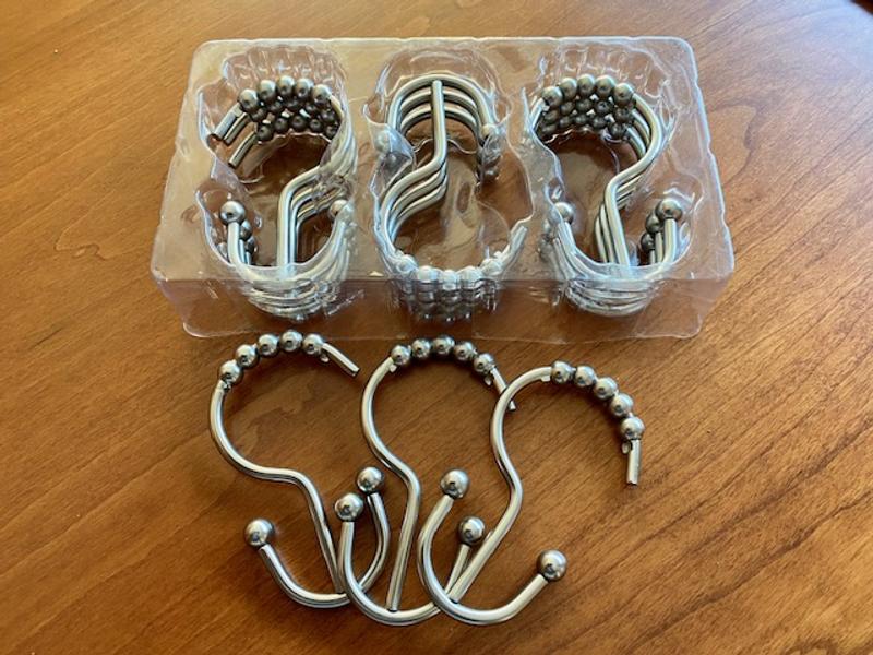 Color Up Double Hook Shower Rings – Stainless Steel Shower Curtain Hooks, Set Of 12 (White) - View #13