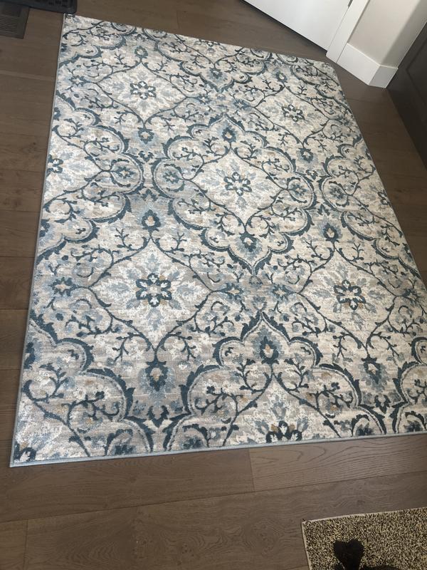 GERTMENIAN Flora 5 x 7 (ft) Loomed Polyester Gray Rectangular Indoor ...