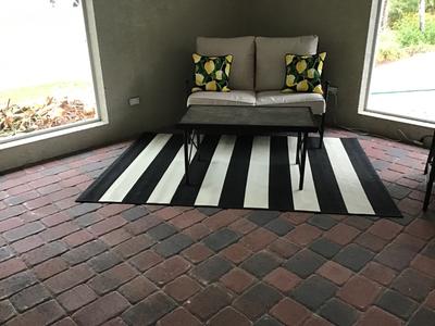 8'x11' Outdoor Rug-Black & White Cabana Stripe