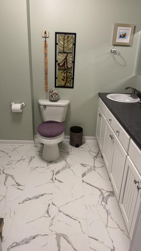 Pergo Rome Marble White Marble Look 22-mil x 12-in W x 24-in L ...