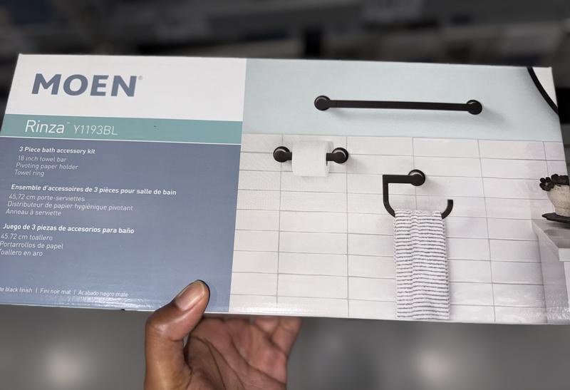 Moen 3-Piece Rinza Matte Black Decorative Bathroom Hardware Set with ...
