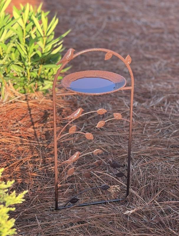 Style Selections 26-in Bronze Birdbath Garden Metal Stake in the