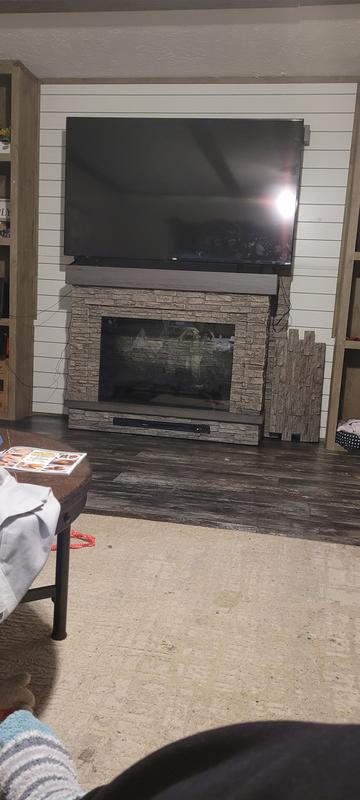 allen + roth 65-in W Grey Faux Stacked Stone Free Standing Infrared ...