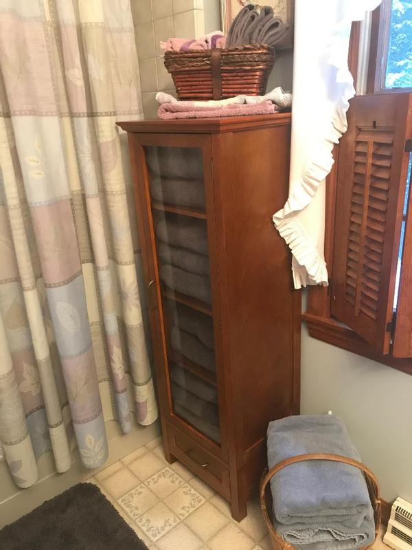 Avery Linen Cabinet with 1 Drawer Oil Oak Brown Elegant Home Fashions