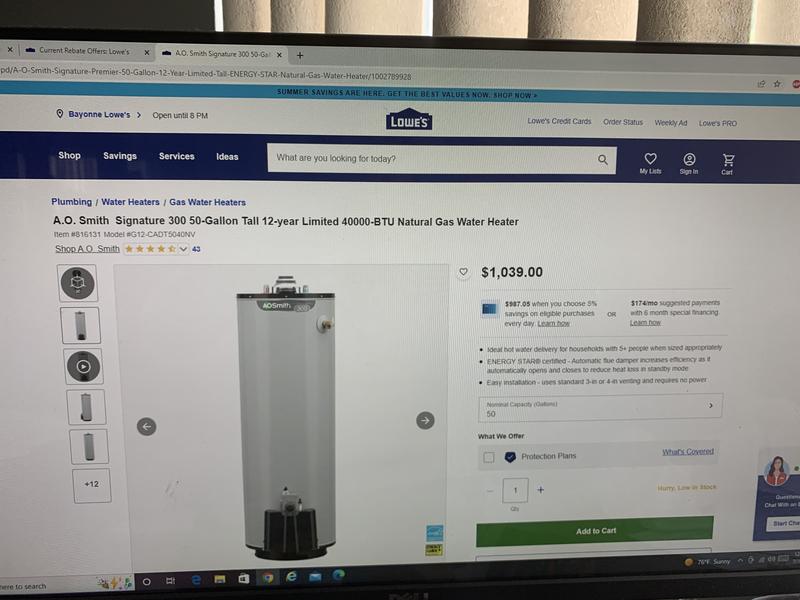 A.O. Smith Signature Premier 50-Gallons Tall 12-year Limited Warranty  5500-Watt Double Element Smart Electric Water Heater at