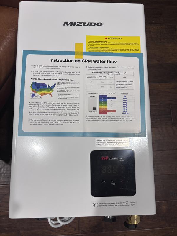 Mizudo Propane Gas Tankless Water Heater, Indoor 120,000-BTU Instant ...