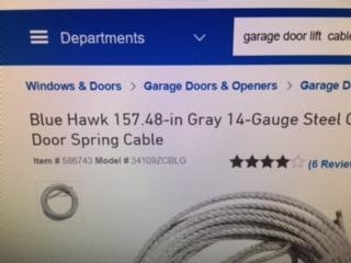 Blue Hawk Gray 14-Gauge Steel Garage Door Spring Cable