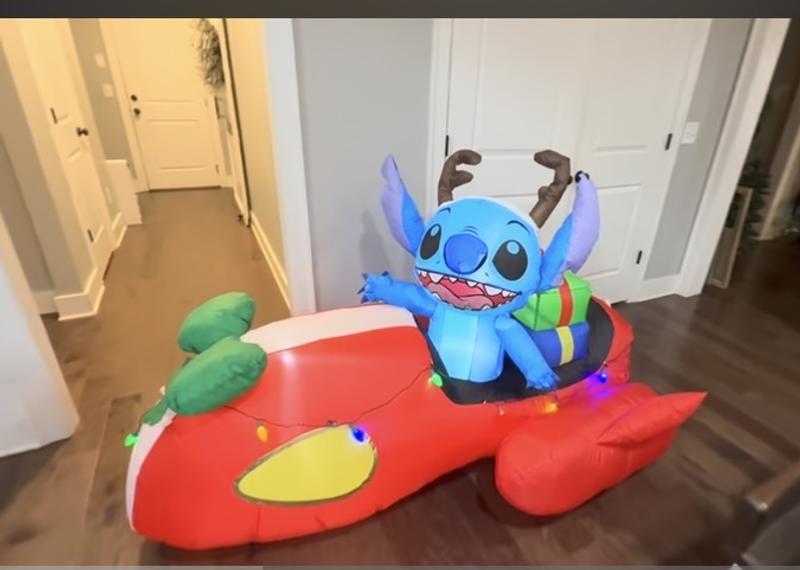 Disney 4.0-ft Lighted Stitch in Red Car Christmas Inflatable in the ...