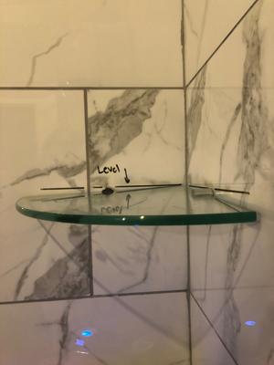 Shower Clear Glass Corner Shelf - Recessed Mount