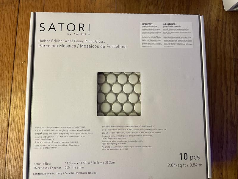 Satori Hudson Brilliant White 12-in x 12-in Glossy Porcelain Mosaic Wall Tile (0.9-sq. ft/ Piece)