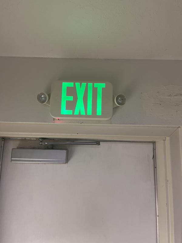 Lithonia Lighting Single-Sided LED Exit Sign, Thermoplastic Construction, Switchable Red And Green Colors, Ni-MH Backup Battery, Includes Extra Faceplate, White (EXRG EL M6