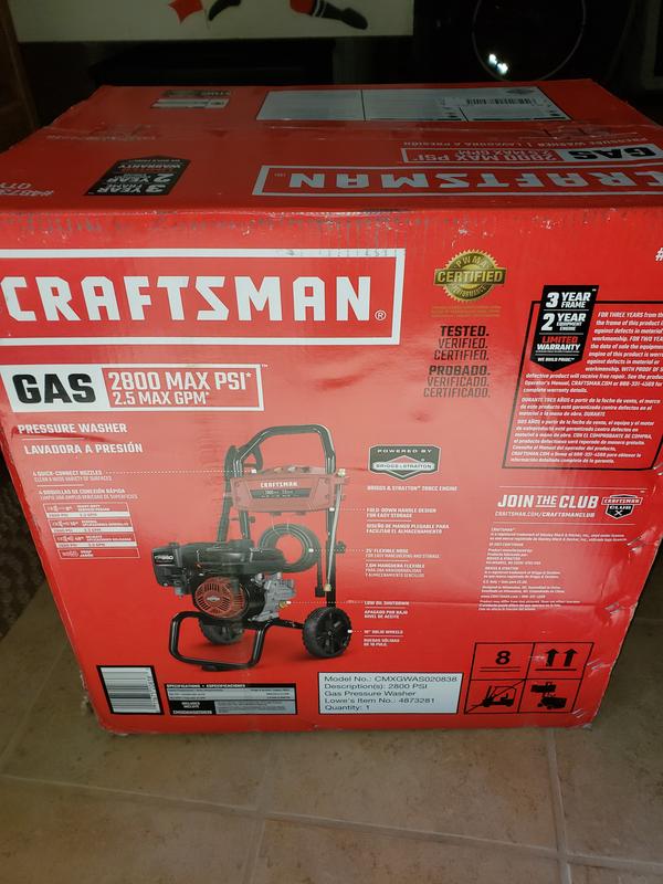 Craftsman 2800 psi 2.5 shop gpm pressure washer