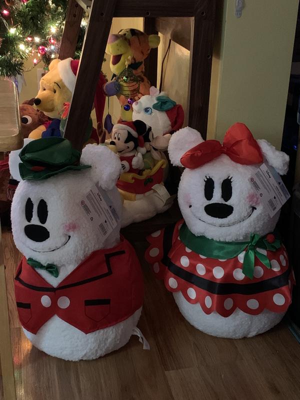 SET of 2 Disney Mickey & Minnie Mouse shops Sherpa Snowman Christmas Greeter NWT