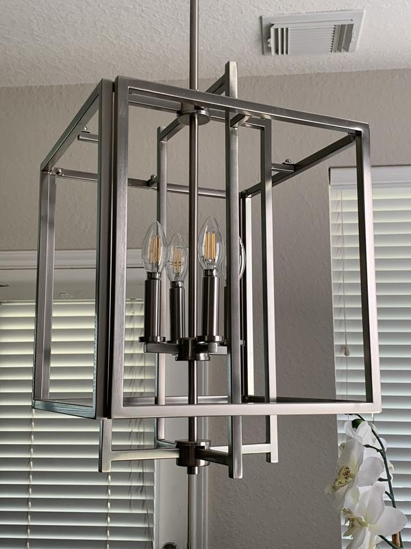 allen + roth 4 -Light Brushed Nickel Industrial Cage Geometric Medium ...