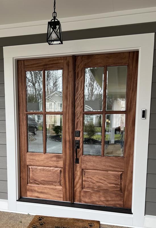 Greatview Doors Knotty Alder Prehung Double Door 72x80 Wood with Clear Glass
