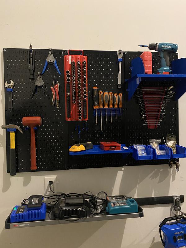 Wall Control 32 In X 48 In Metal Pegboard Standard Tool Storage Kit With Green Pegboard And Black Peg Accessories Green Pegboard With Black Accessories