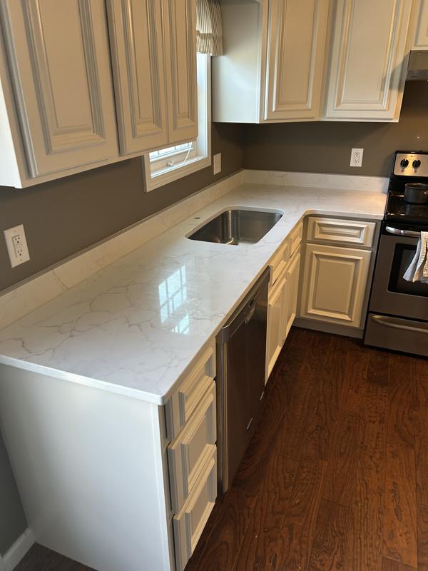 allen + roth Silver Lining Quartz White Kitchen Countertop SAMPLE ( 4 ...
