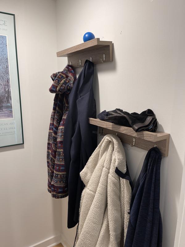 Boston Loft Furnishings Nova Weathered Dark Oak 4-Hook Wall Mounted ...
