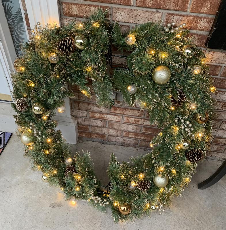 Holiday Living 48-in Pre-lit Indoor/Outdoor Gold Mixed needle