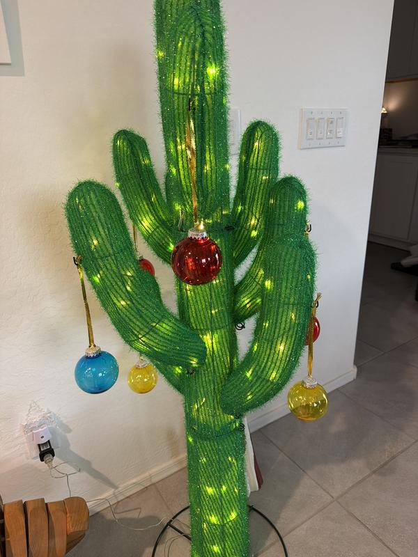 Holiday Living 4.5-ft LED Cactus with Ornaments Yard Decoration in the ...
