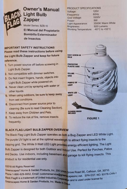 Black Flag 40W Black Light Bug Zapper Replacement Bulb - Sun City Hardware