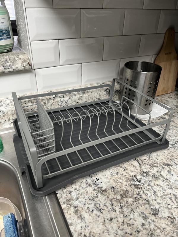 Kitchen Details Small Steel Industrial Collection Dish Rack, Gray 