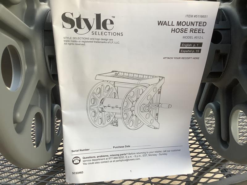 lowes SGY-GHR1 Style Selections Metal Wall Mount Hose Reel User Manual