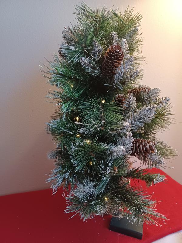 Nearly Natural 1.5-ft Pine Pre-lit Full Rightside-up Green Artificial ...