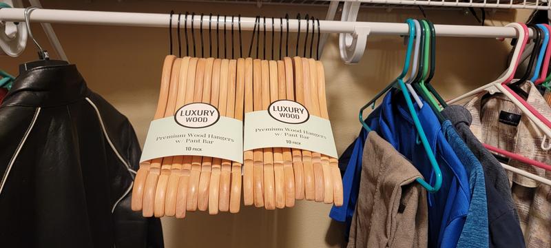 we think storage 20-Pack Wood Non-slip Grip Clothing Hanger