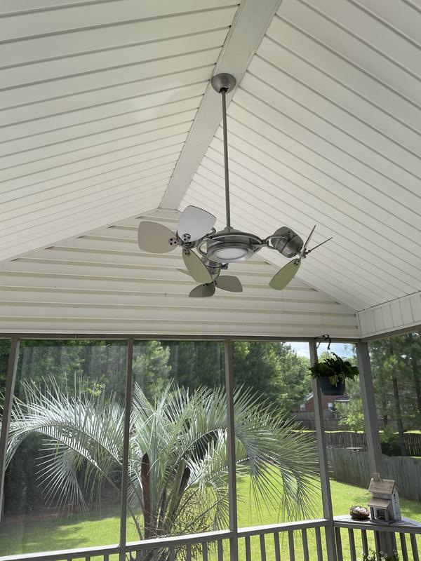 TroposAir Tristar II w/620 18-in Brushed Nickel Bn-1 LED Indoor/Outdoor  Ceiling Fan with Light Remote (3-Blade) in the Ceiling Fans department at 