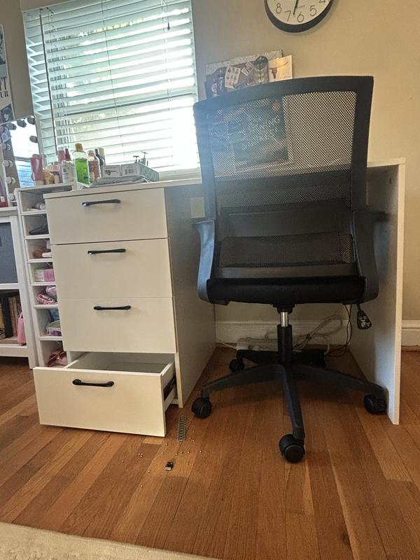 VERYKE 43.5 Inch Computer Desk 4 Large Storage Drawers White Gaming ...