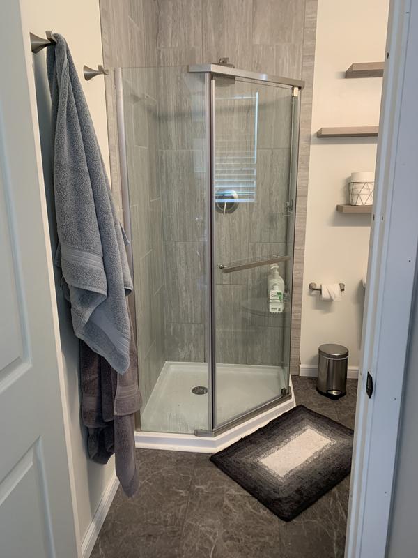 DreamLine DL-6030-04 Prism 36 x 36 Frameless Pivot Corner Shower Enclosure in Brushed Nickel with White Acrylic Base