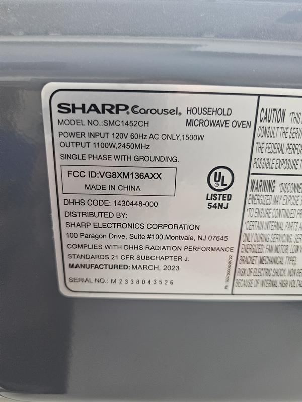 Sharp R1200 1.5 Cu. Ft. Over-the-Counter Microwave Oven with 1,100