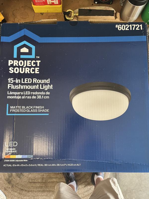 Project Source 15-in Black Indoor 1 -Light LED Tunable White Flush ...