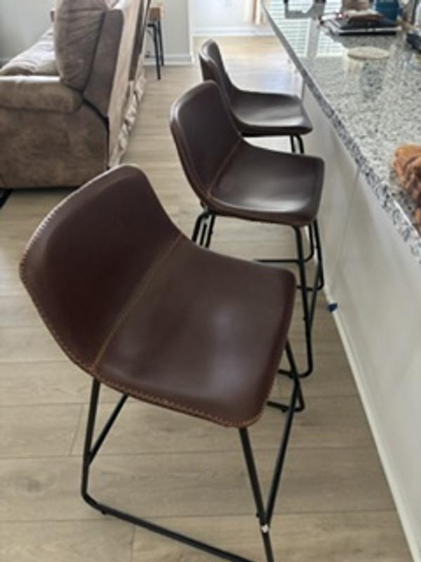 LUE BONA Black 24-in H Counter height Upholstered Metal Bar Stool 3 ...
