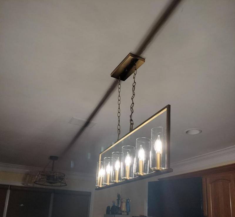 Progress Lighting Glennaire 6-Light Brushed Nickel Modern/Contemporary Clear Glass Linear Large Hanging Kitchen Island Light