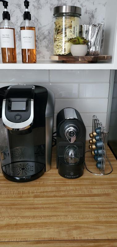 ChefWave Mini Espresso Machine for Nespresso Capsules (Red) with Accessories